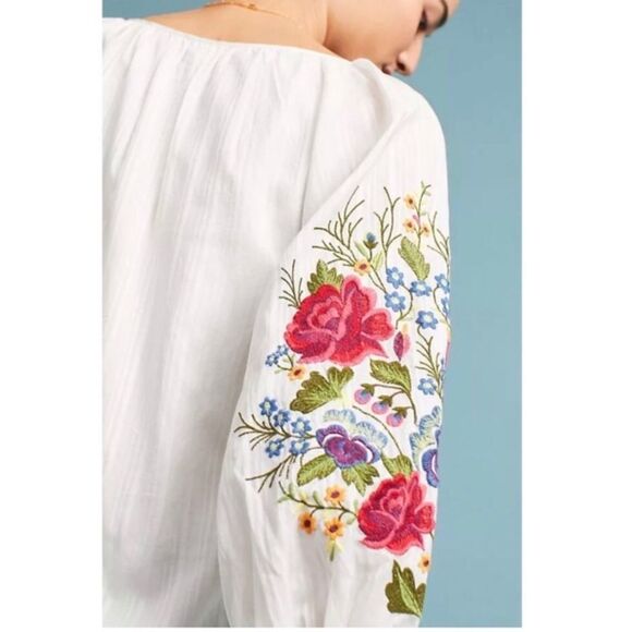 Rare Anthropologie Mira Embroidered Peasant Blouse NWOT Medium - Picture 6 of 16